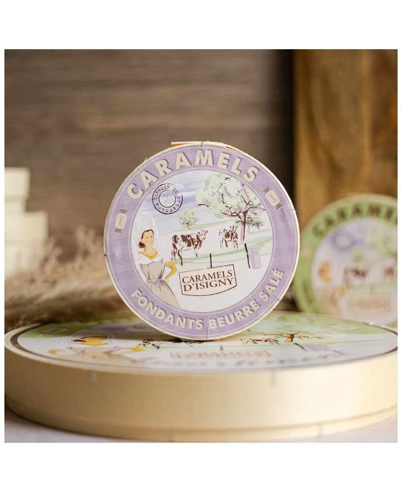 Měkké karamelky kulatá krabička